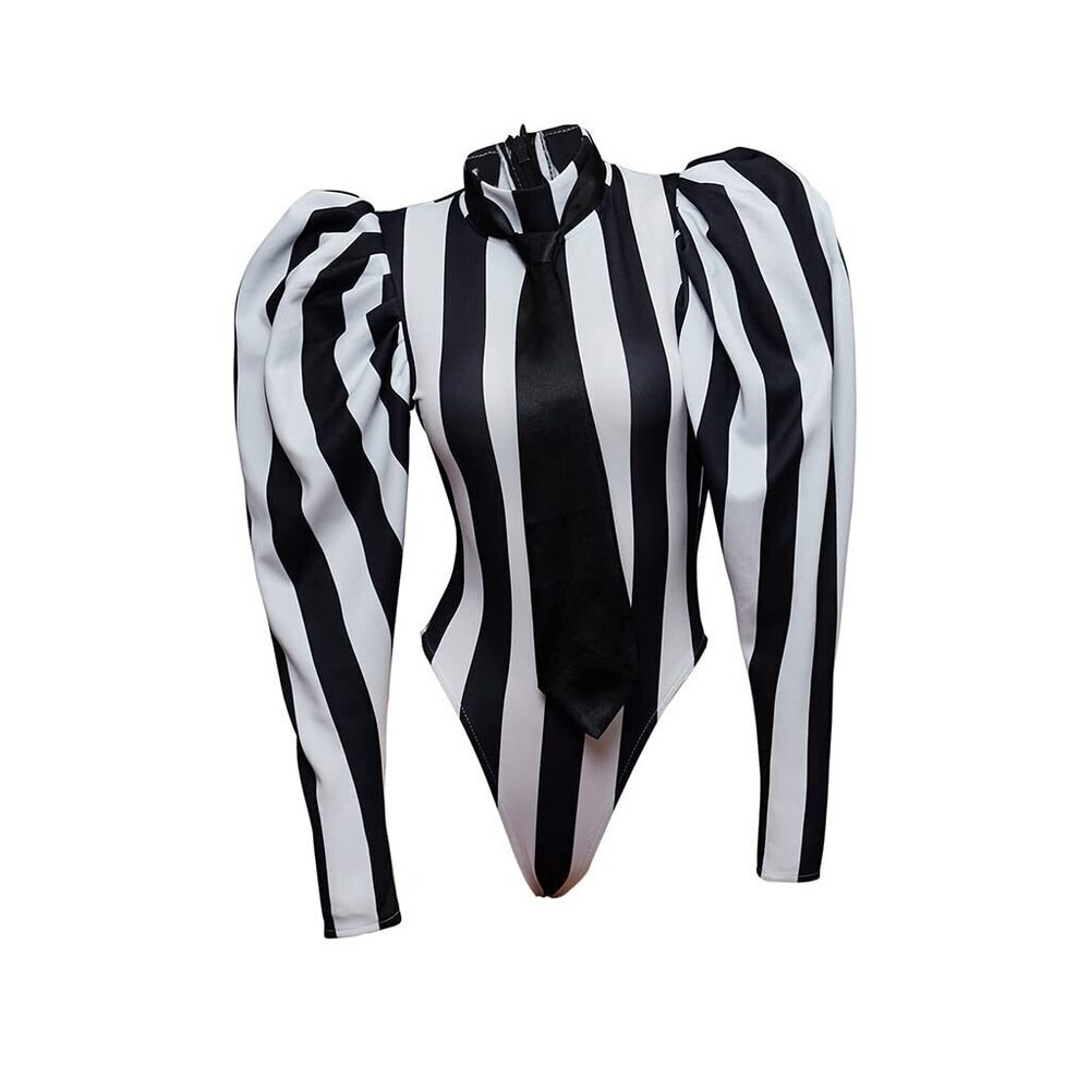 1385 Beetle Bombshell Costume Vertical Striped Bodysuit Sexy Horror Movie